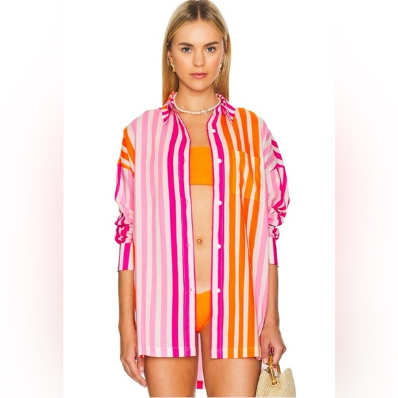 Beach Riot Alexa Striped Long Sleeve Swimsuit Coverup - Picture 1 of 4